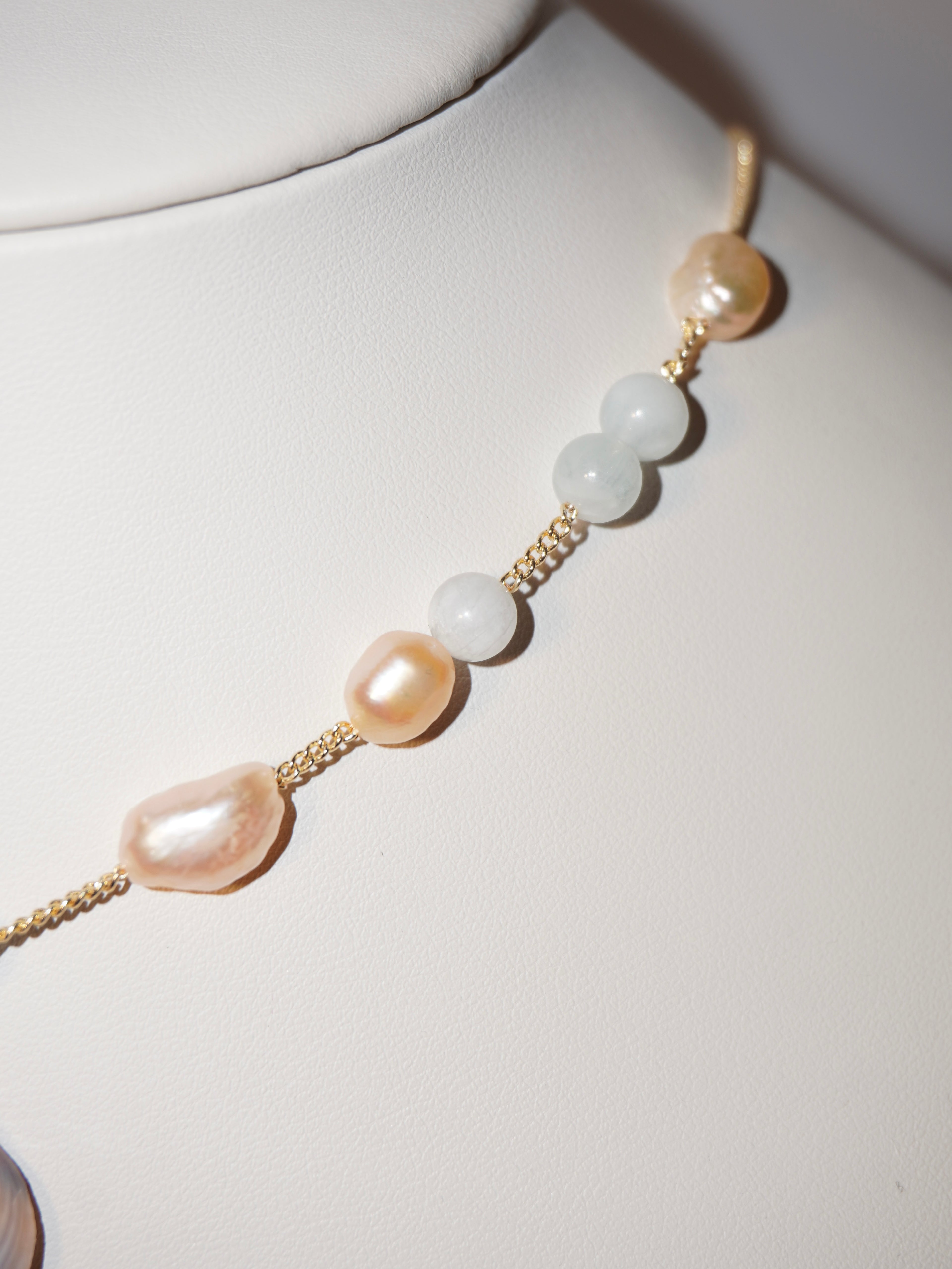 Sunrise | Aquamarin & Perlen Kette