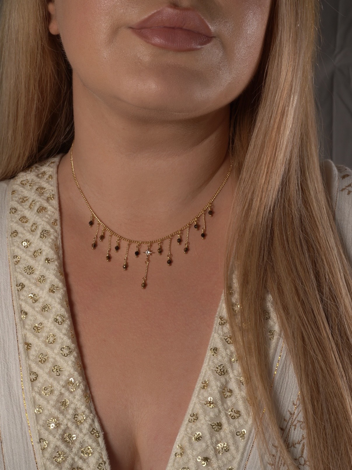 Shooting Star | Tigerauge/Aquamarin Kette