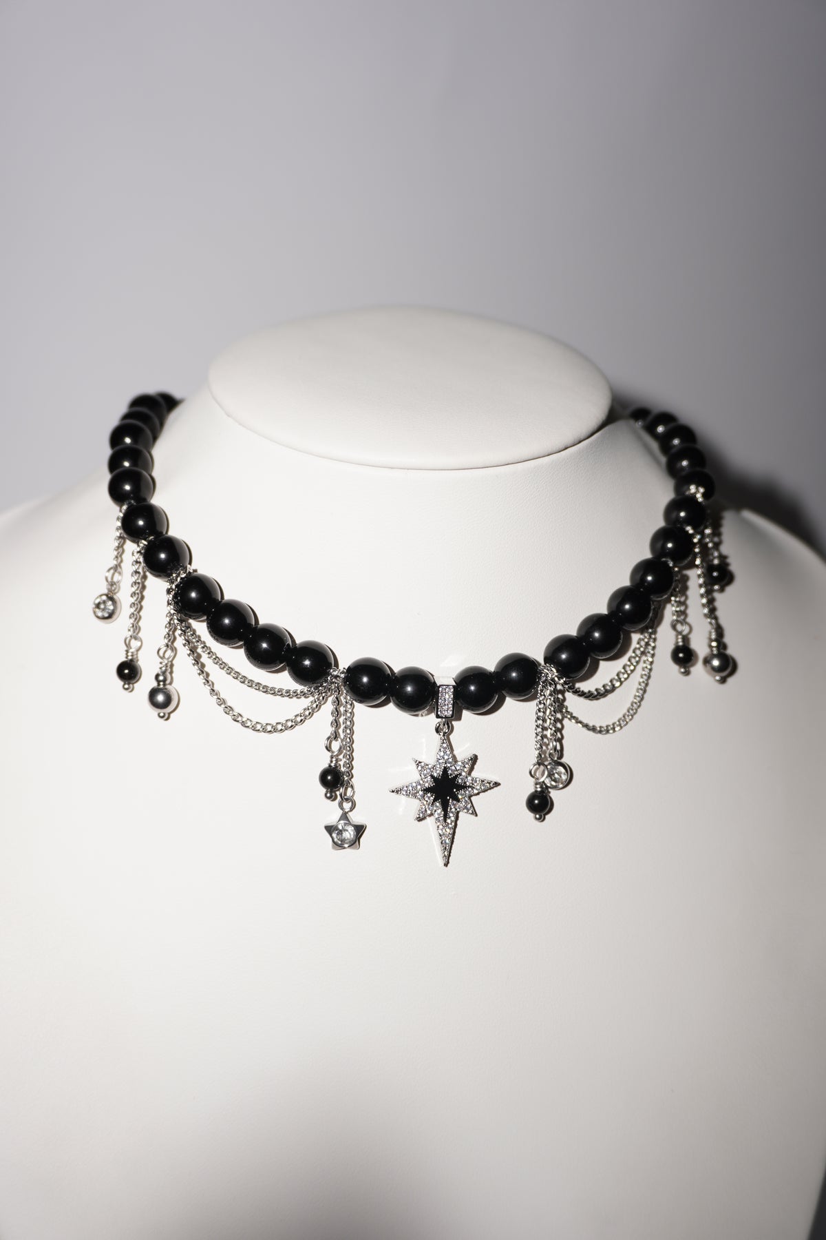 North Star | Obsidian Kette | Edelstahl Silber