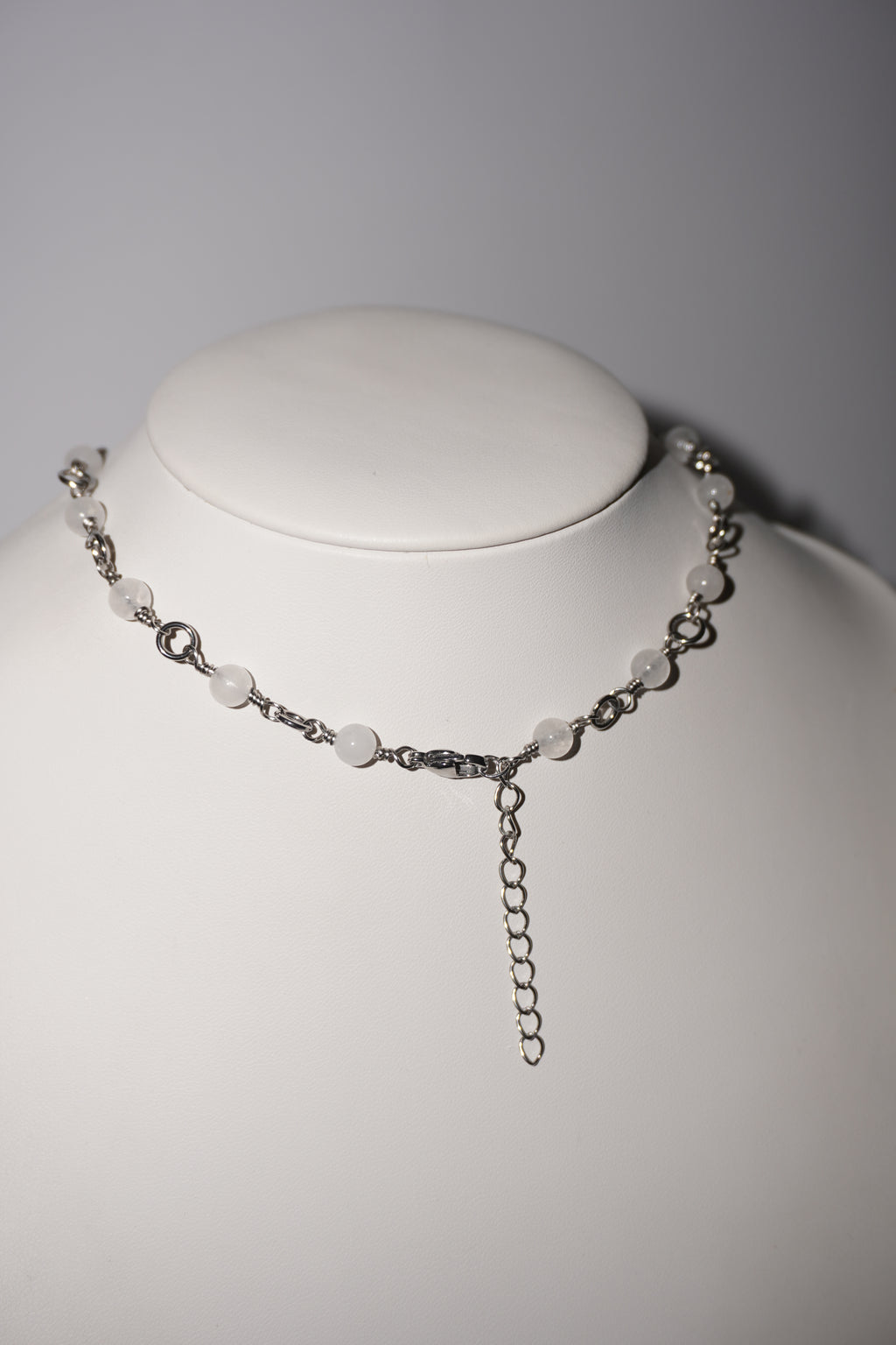 Kirakira | Weiße Jade Kette | Edelstahl Silber