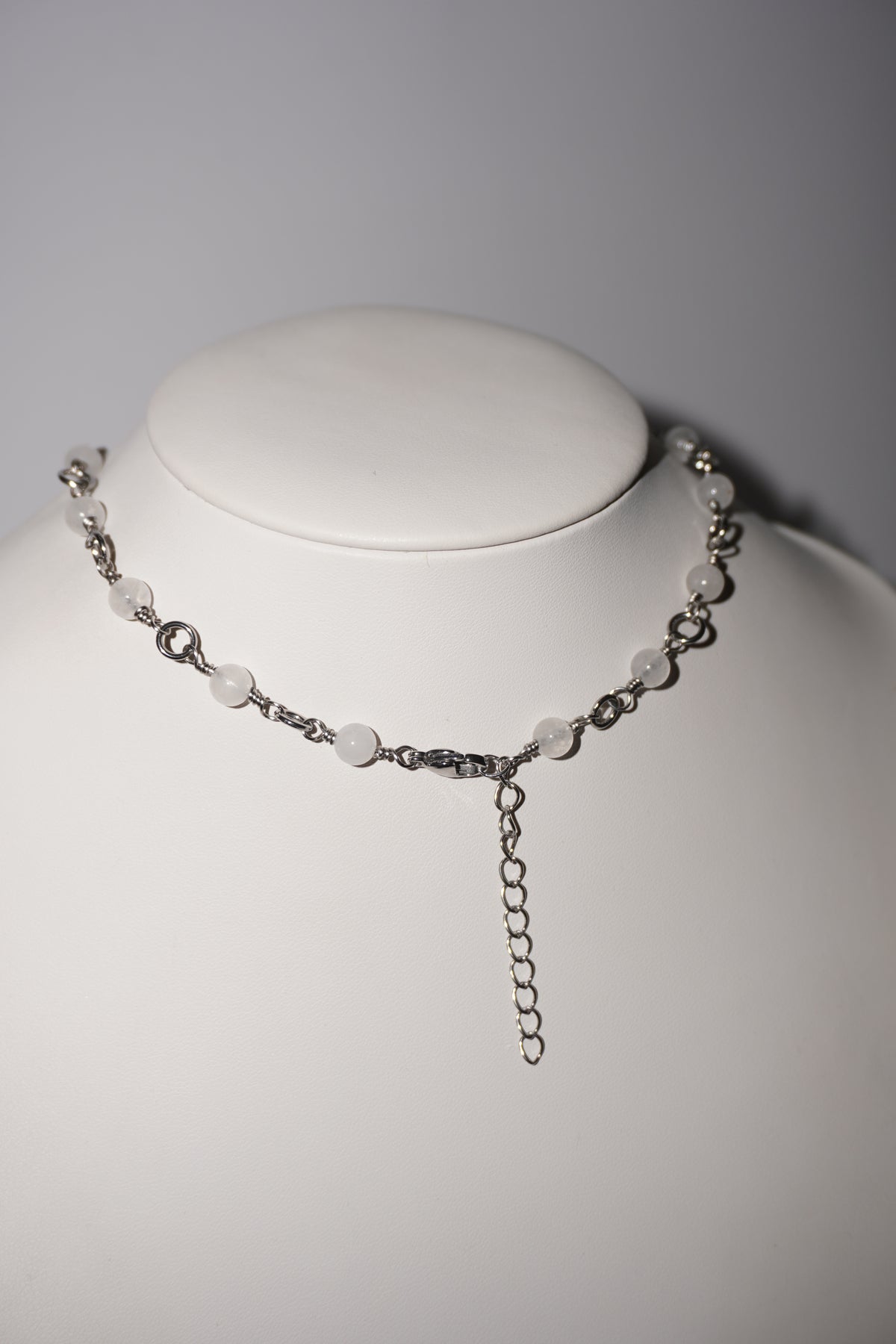 Kirakira | Weiße Jade Kette | Edelstahl Silber