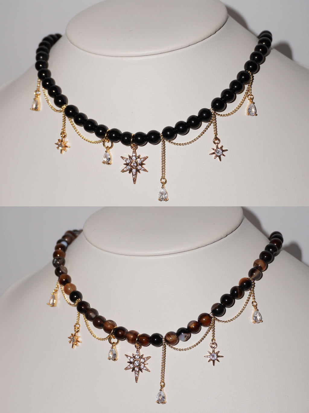 Midnight | Obsidian/Braune Achat Kette
