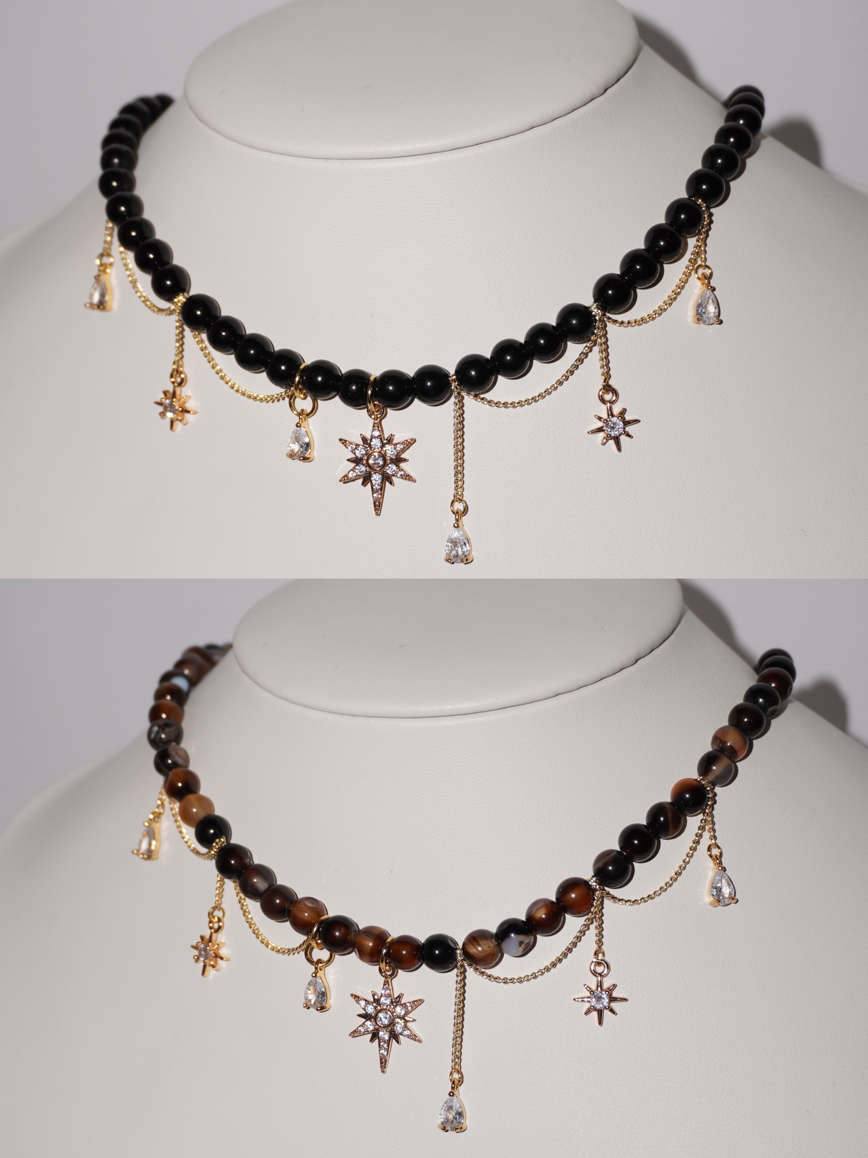 Midnight | Obsidian/Braune Achat Kette