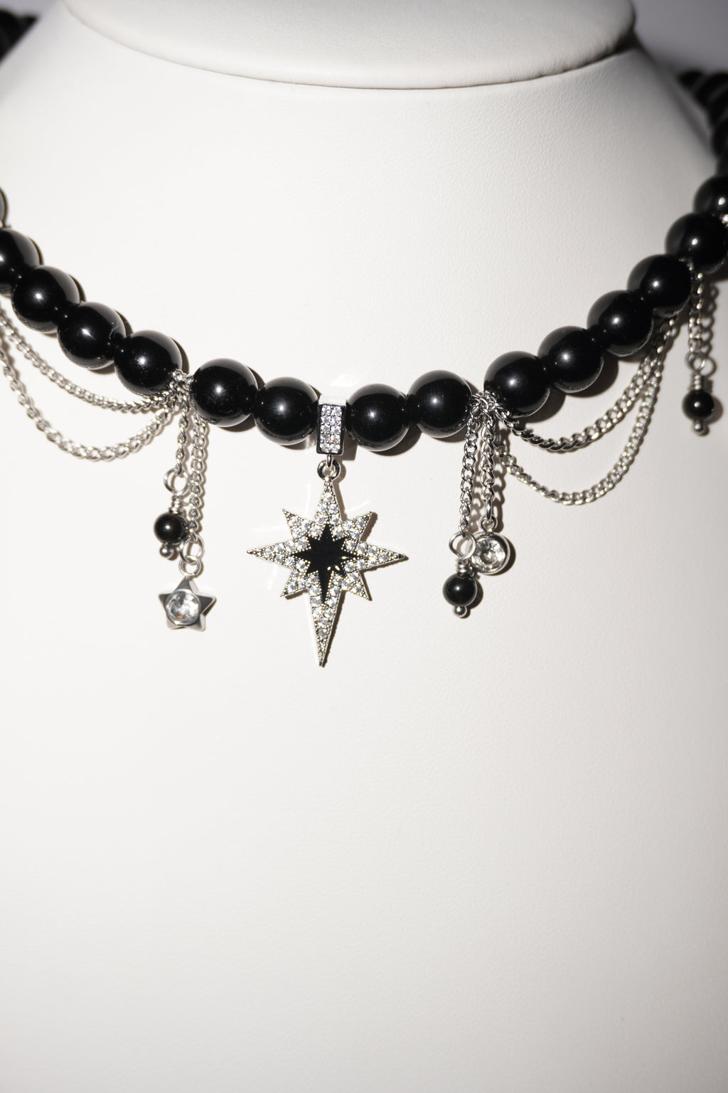 North Star | Obsidian Kette | Edelstahl Silber