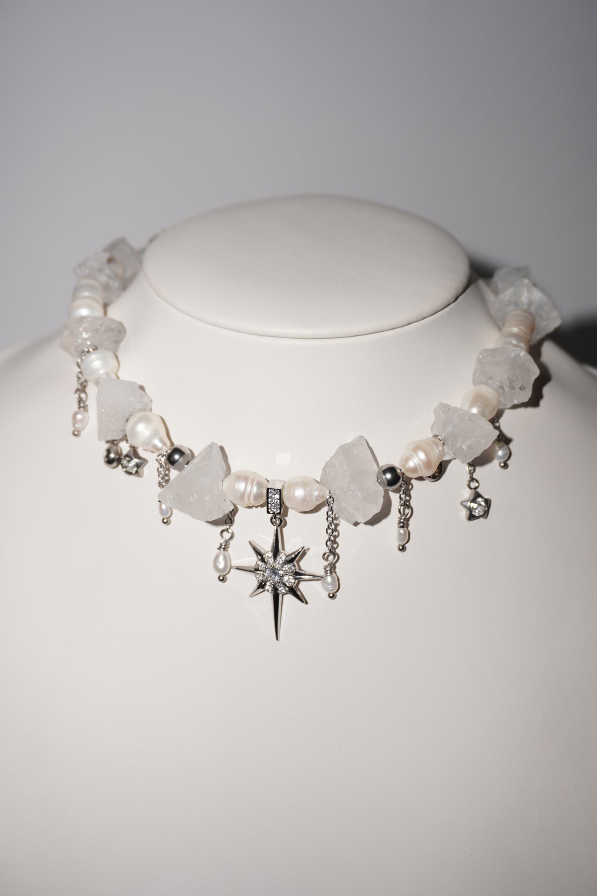 Raw | Bergkristall Kette | Edelstahl Silber