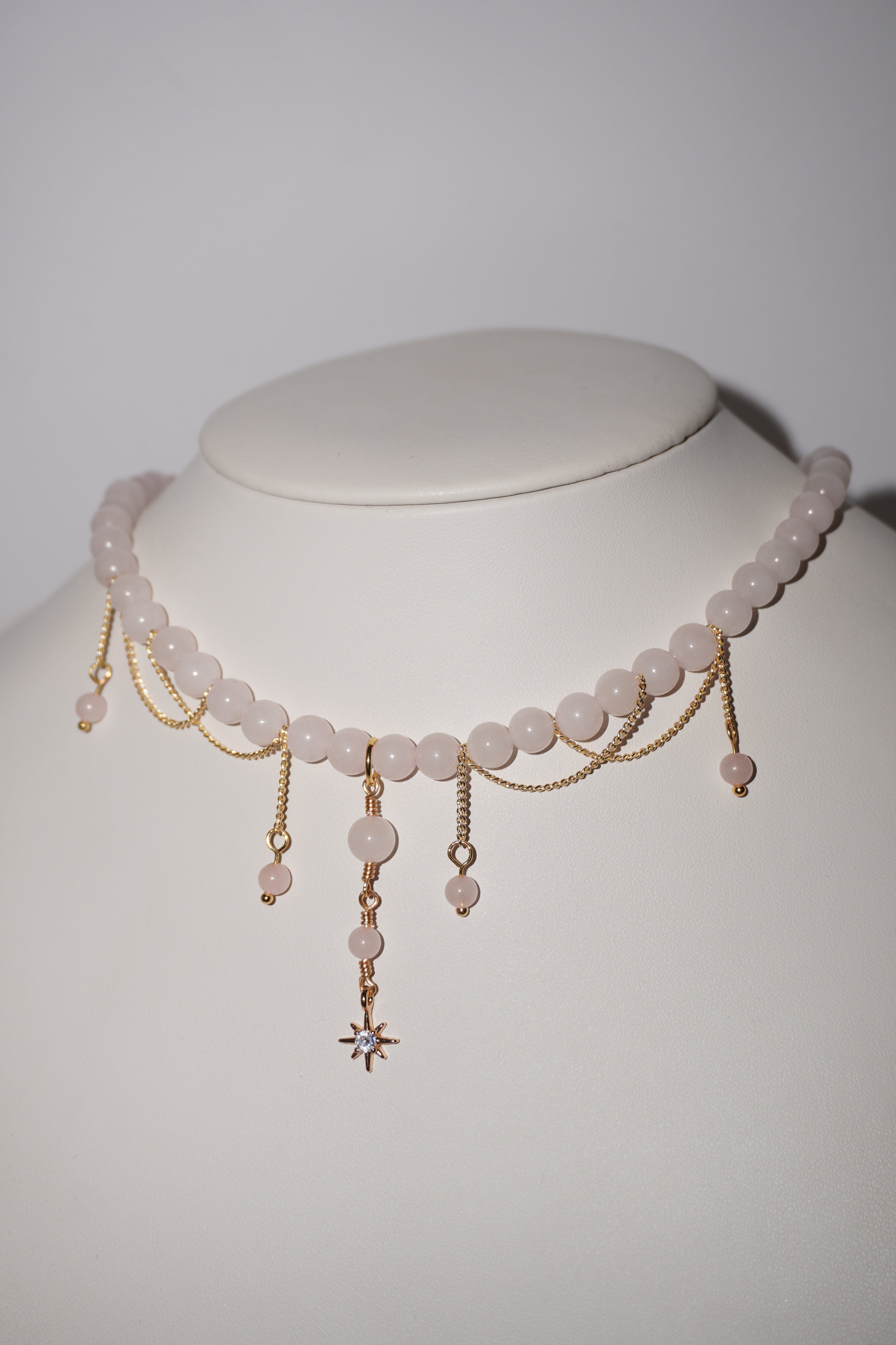 Ina | Rosenquarz/Bergkristall Kette