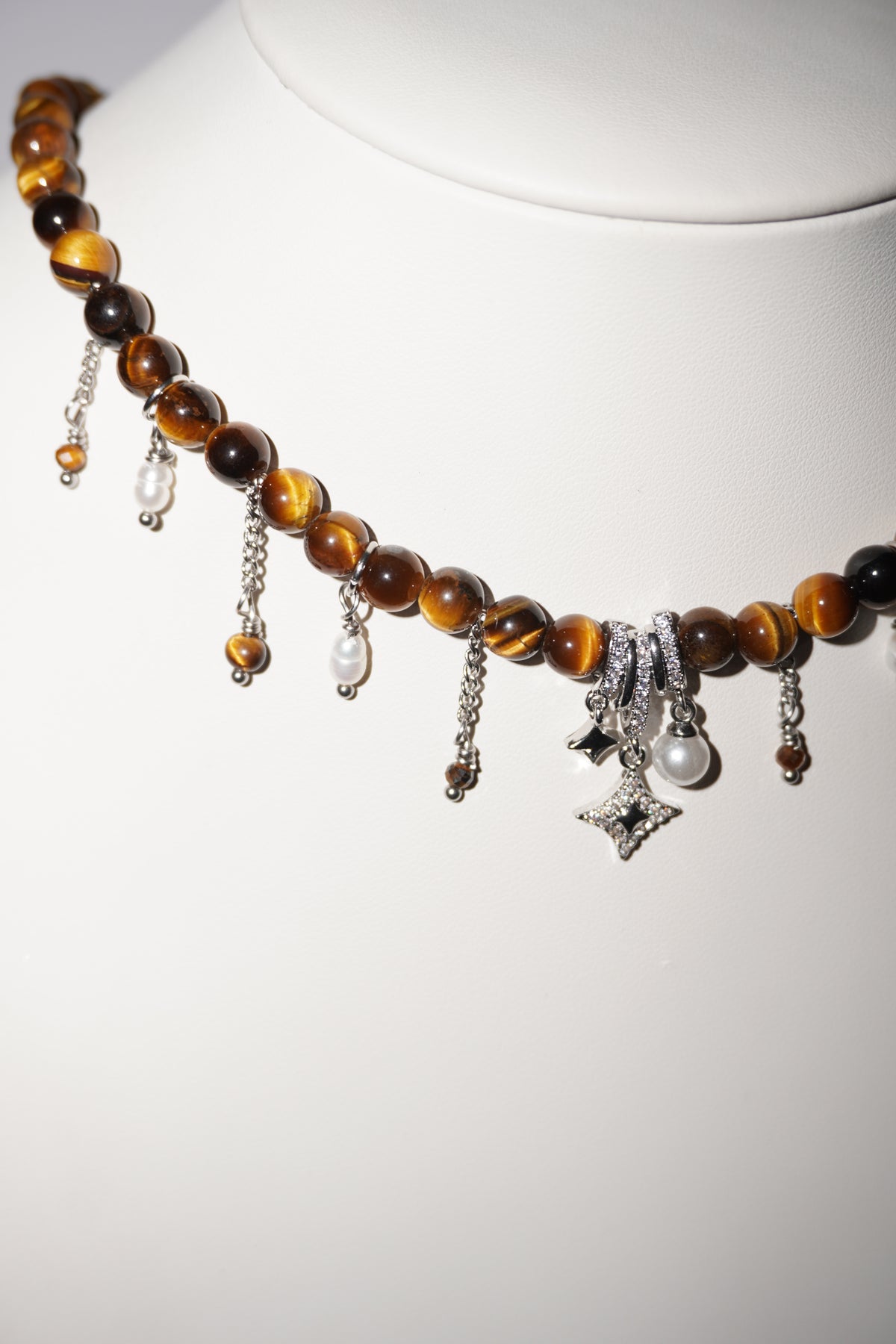 Amalia | Tigerauge Kette | Edelstahl Silber