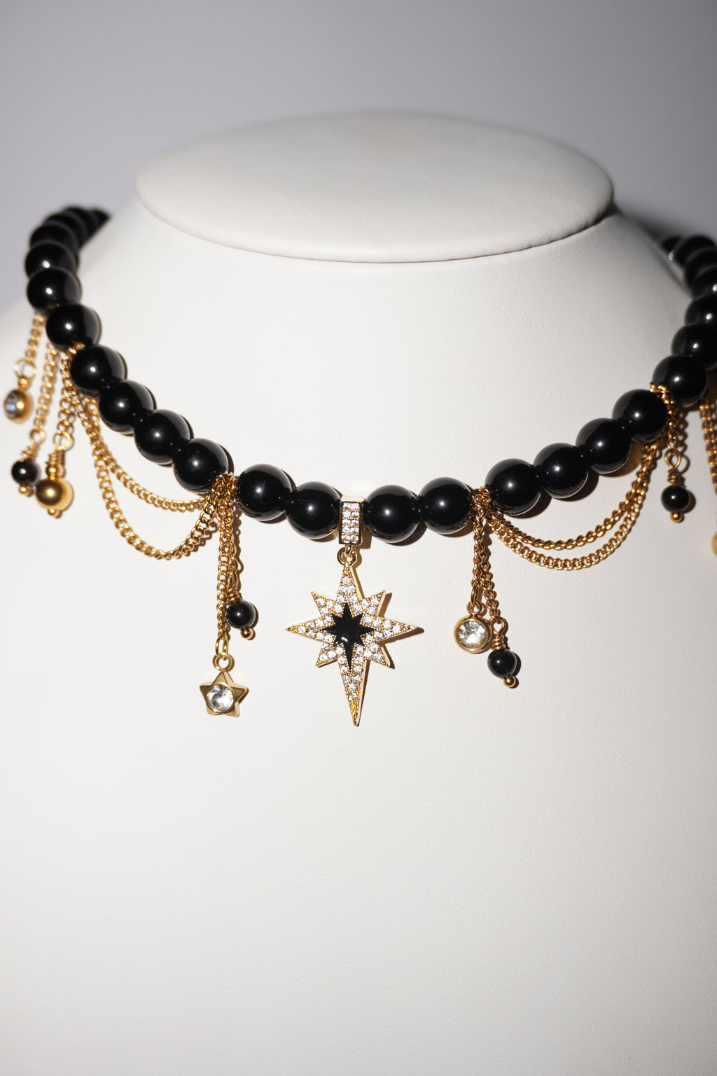 North Star | Obsidian Kette | Edelstahl Gold