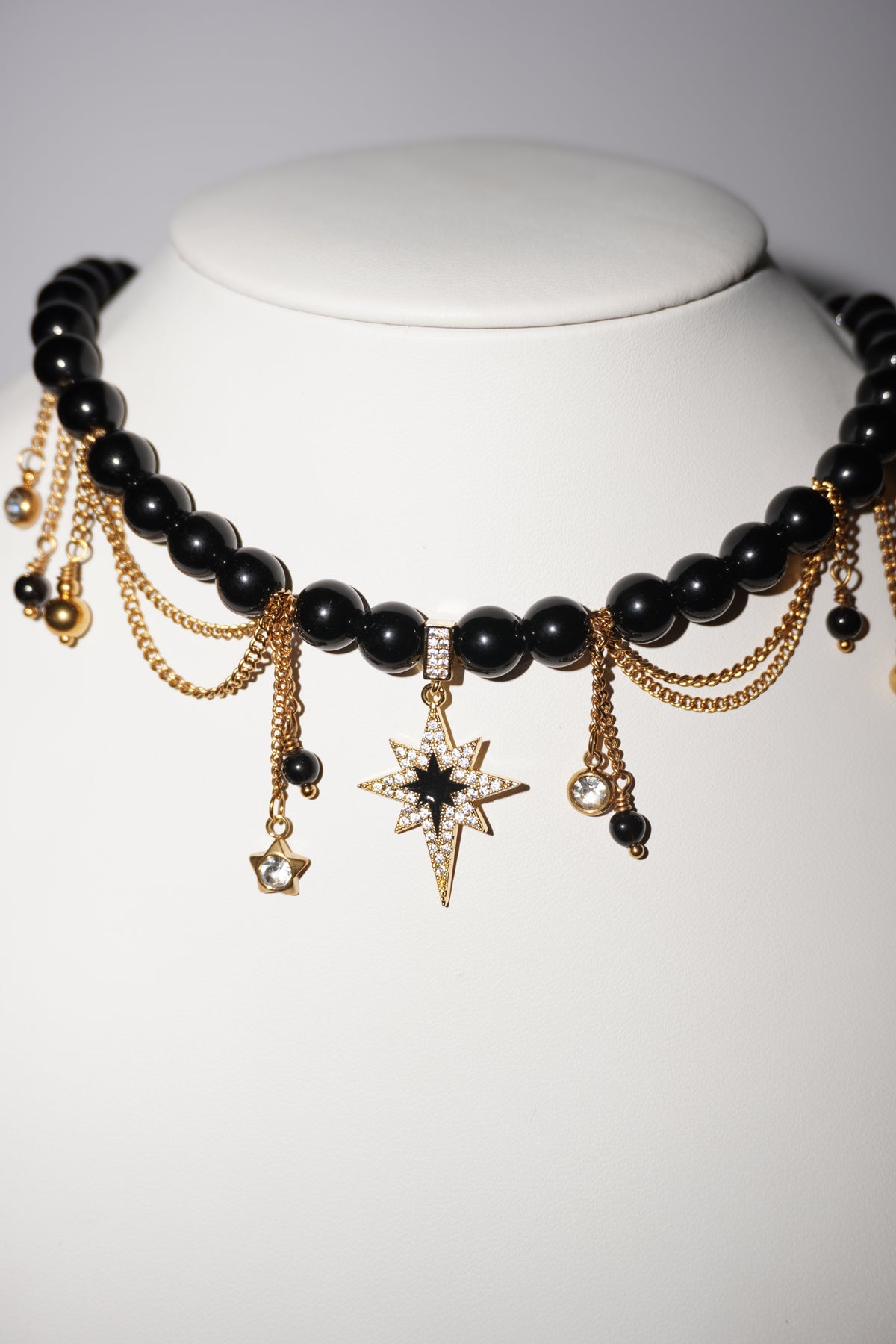 North Star | Obsidian Kette | Edelstahl Gold
