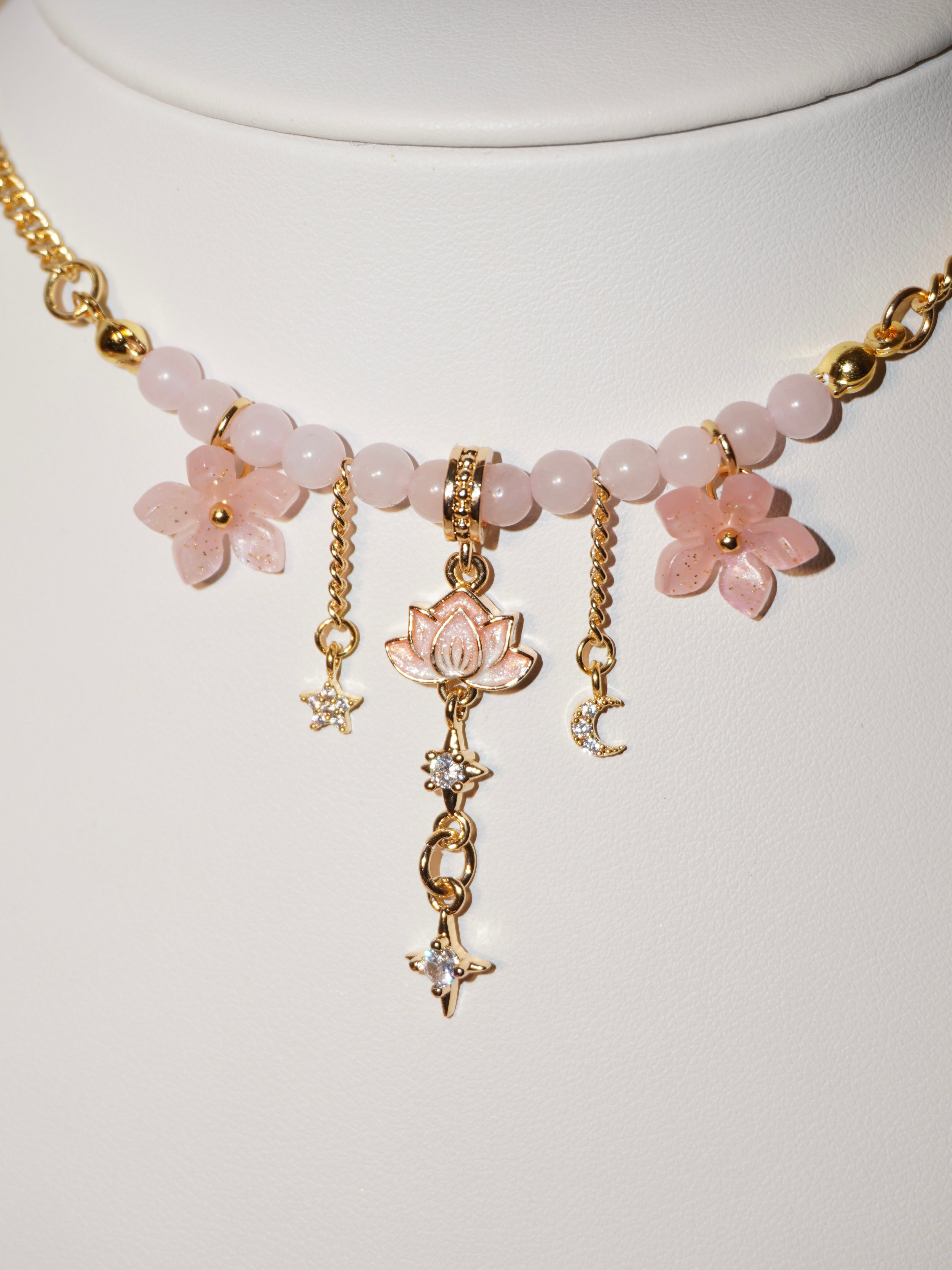 Lotus | Rosenquarz Kette