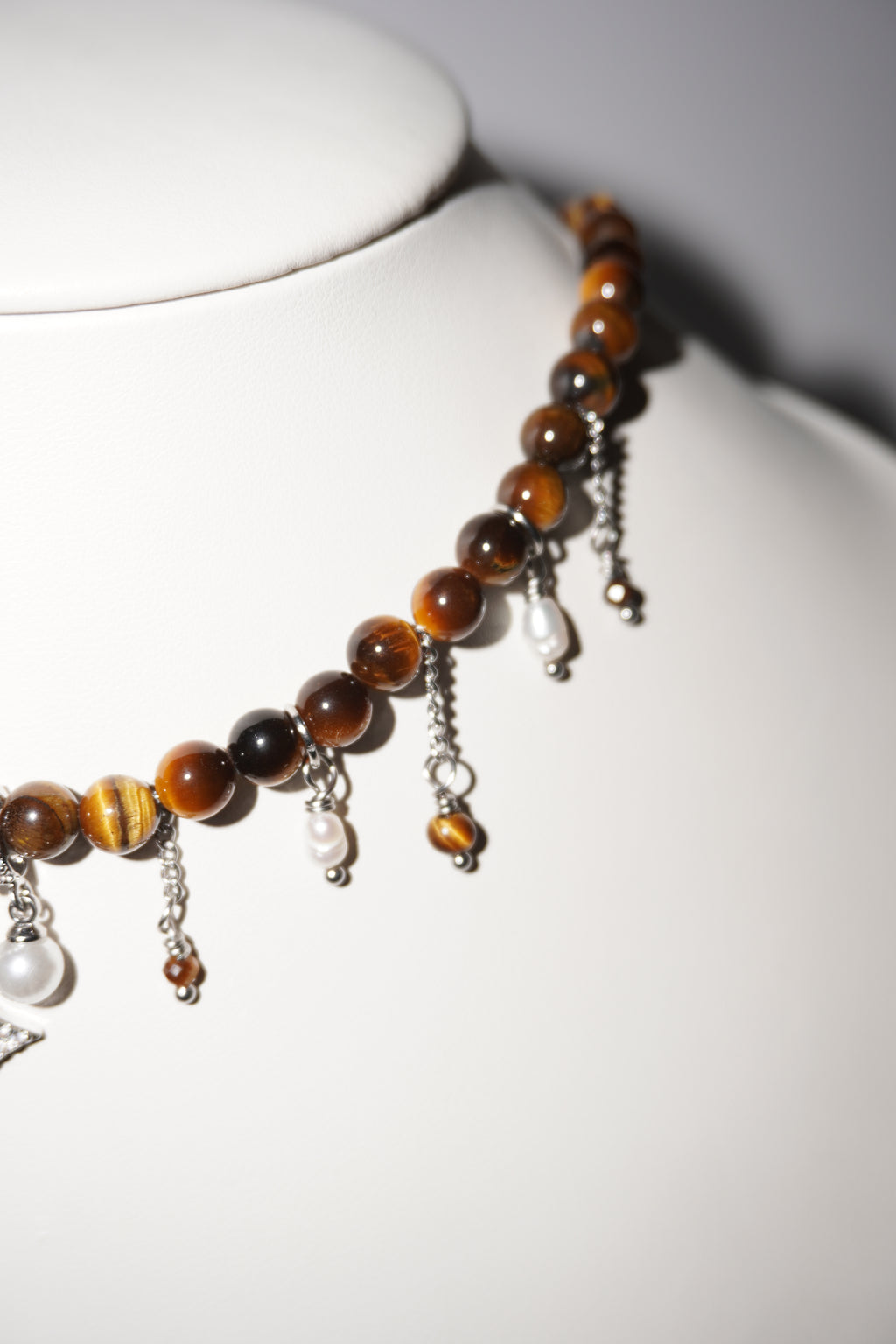 Amalia | Tigerauge Kette | Edelstahl Silber