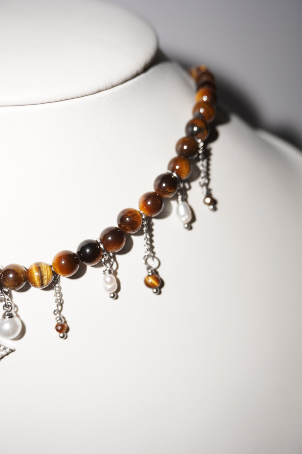 Amalia | Tigerauge Kette | Edelstahl Silber