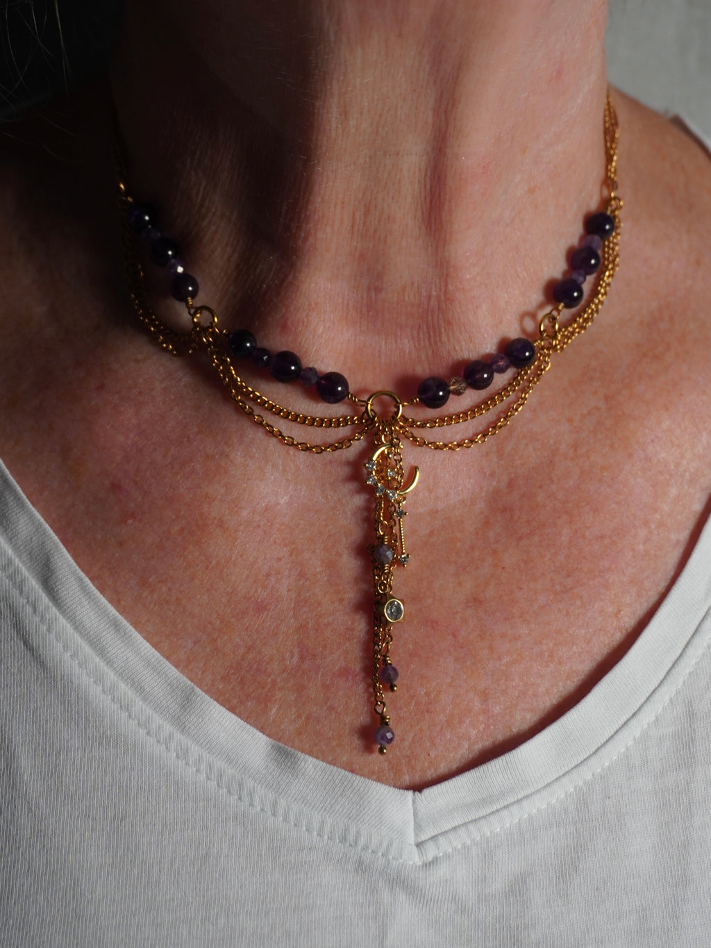 Witch | Amethyst Kette | Edelstahl Gold