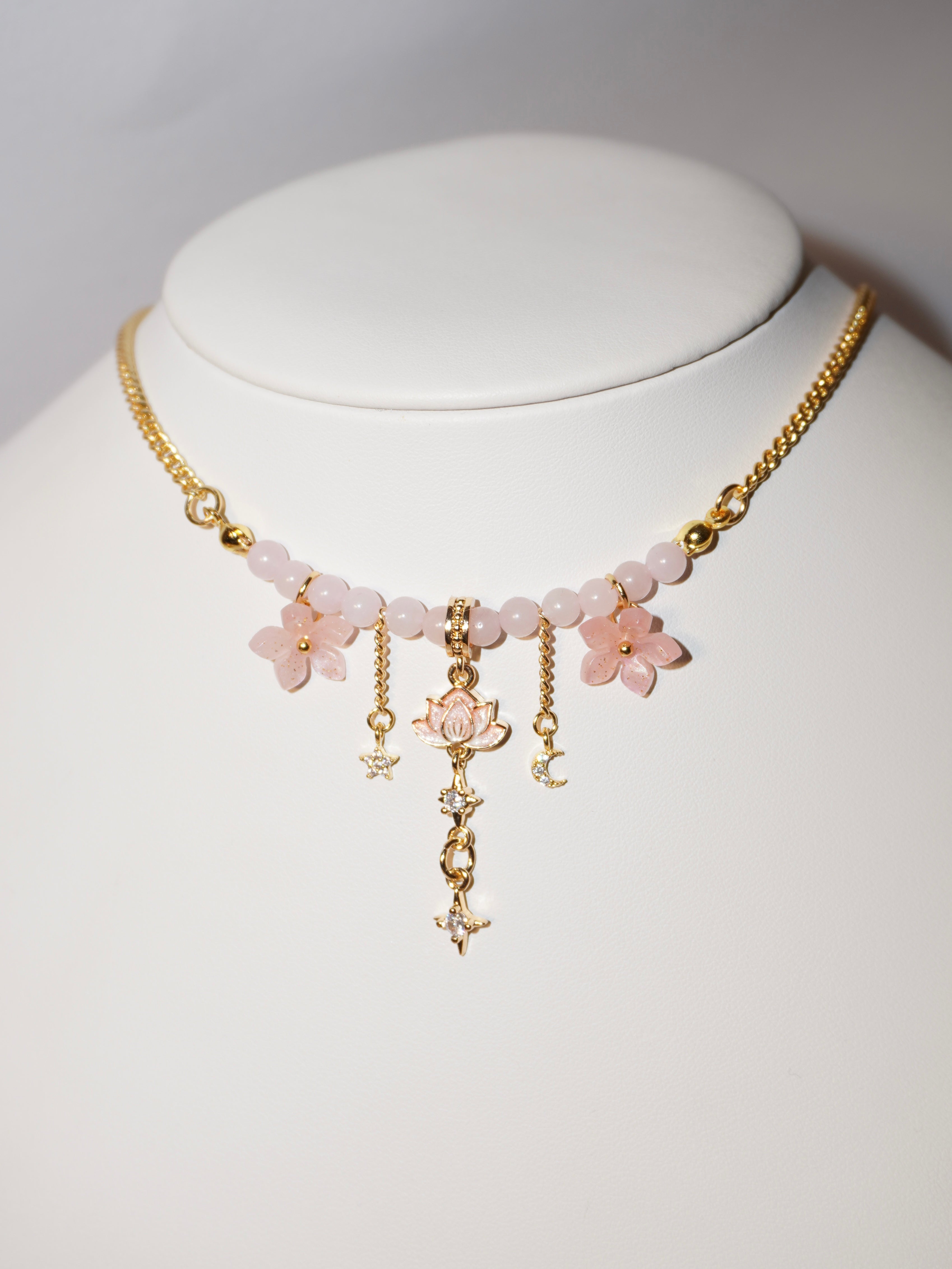 Lotus | Rosenquarz Kette