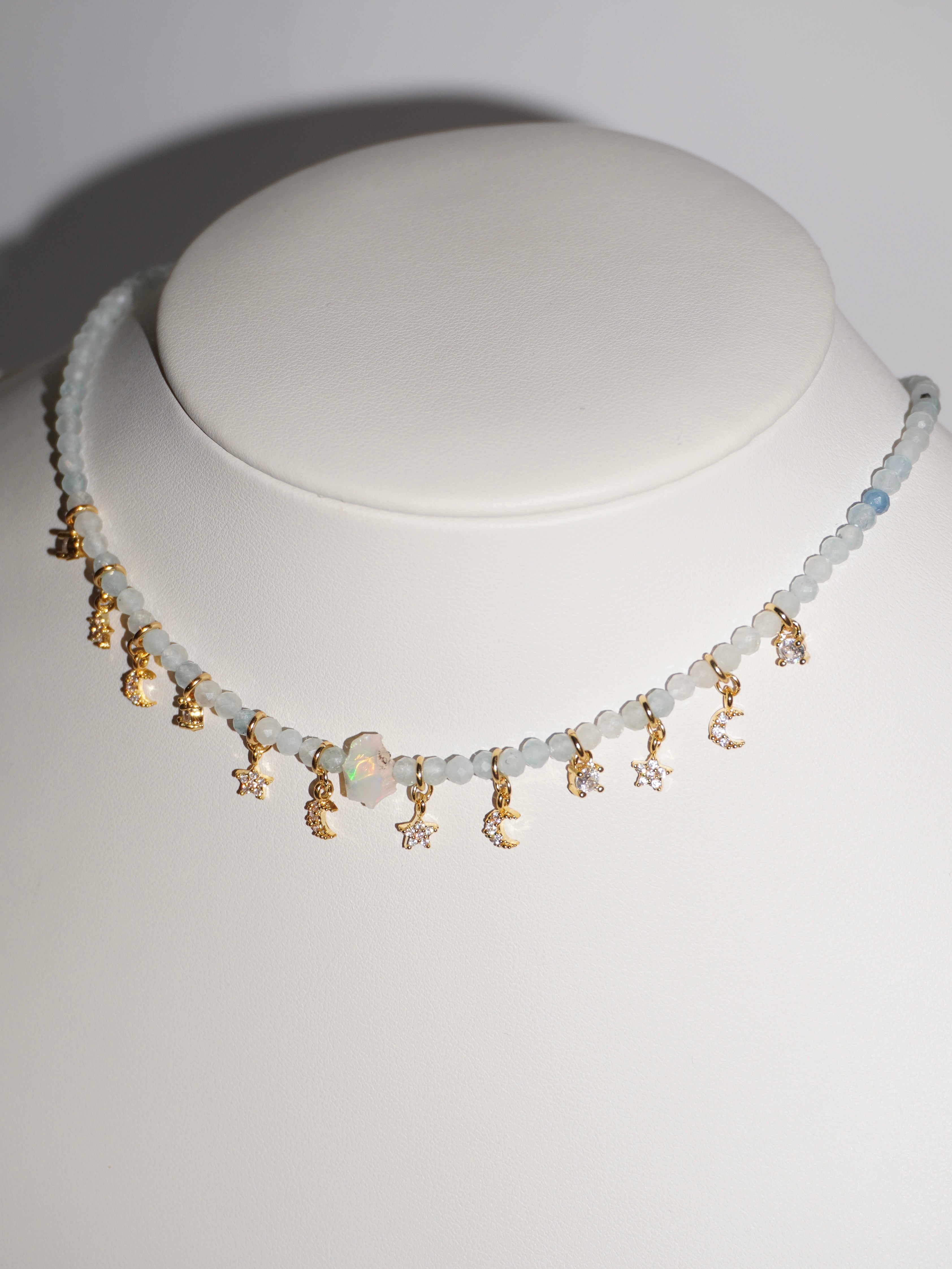Sky | Aquamarin & Äthiopien Opal Kette