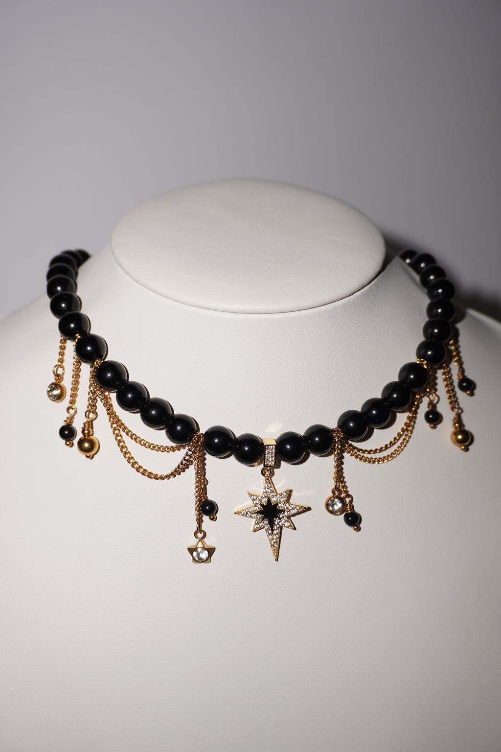 North Star | Obsidian Kette | Edelstahl Gold
