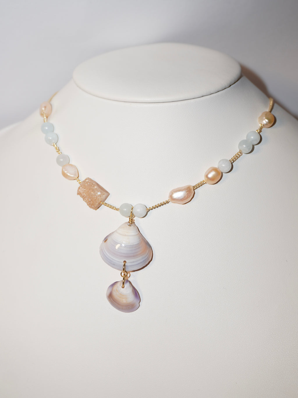 Sunrise | Aquamarin & Perlen Kette