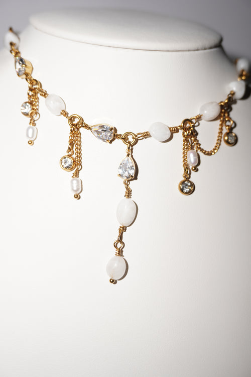 Eleonora | Mondstein Kette | Edelstahl Gold